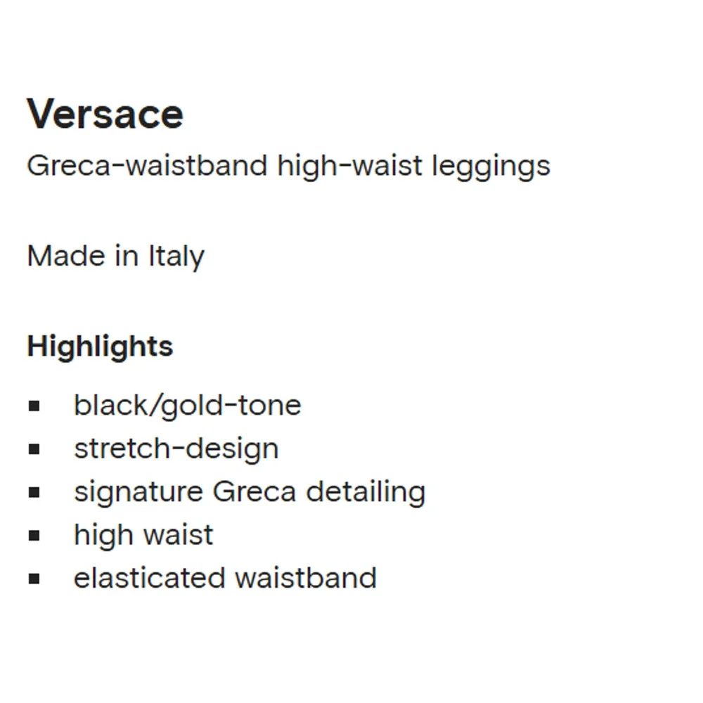 Versace Greca Leggings Size XS Black Medusa Stretch Waist Training NWT $525